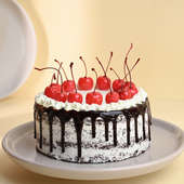 Side view of Cherry Topped Black Forest Cake